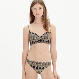 Madewell Woodcut Print Bustier and Bikini Set
